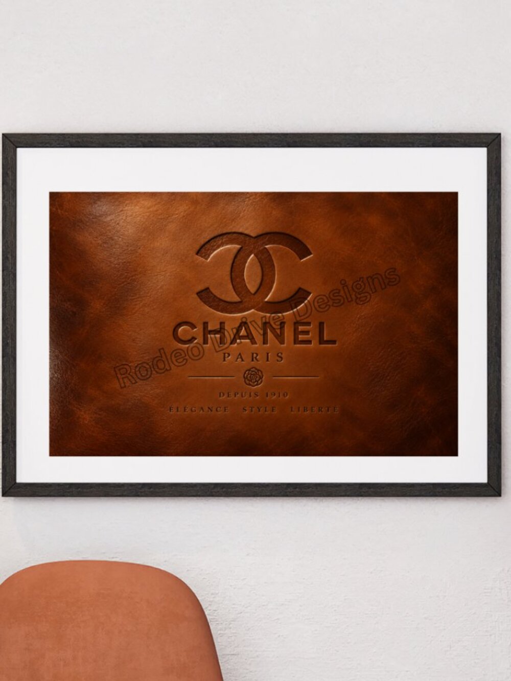 Luxury Inspired Brown Leather Wall Art 11x17 Unframed